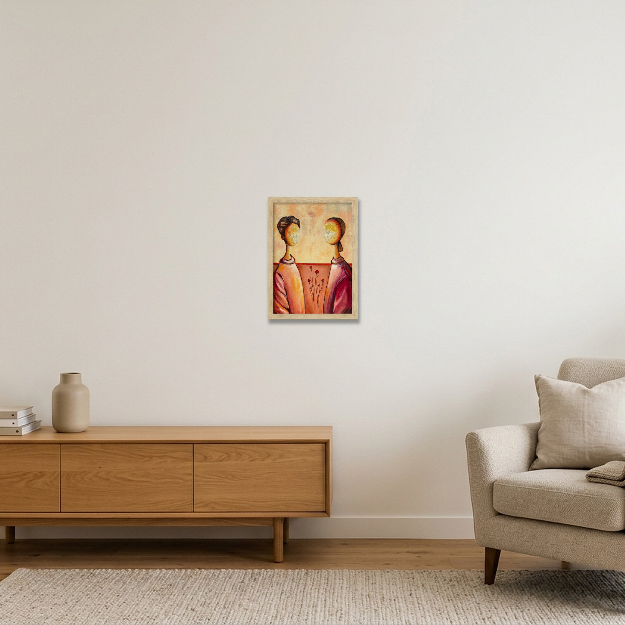 ‘Peach & Wine’ Print — A4 (21×30cm, 8×12") Oak Frame