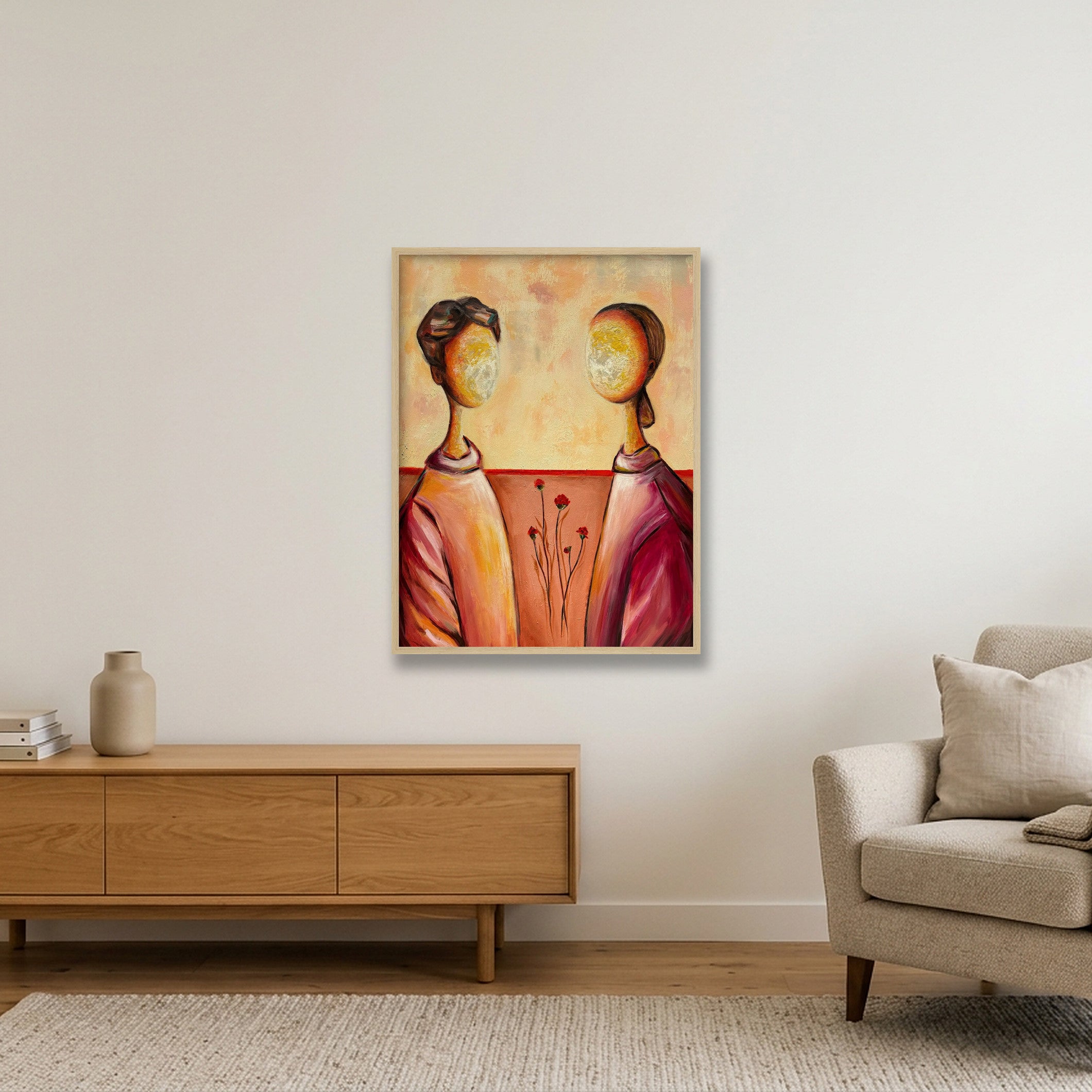 ‘Peach & Wine’ Print — 60×80cm, 24×31" Oak Frame