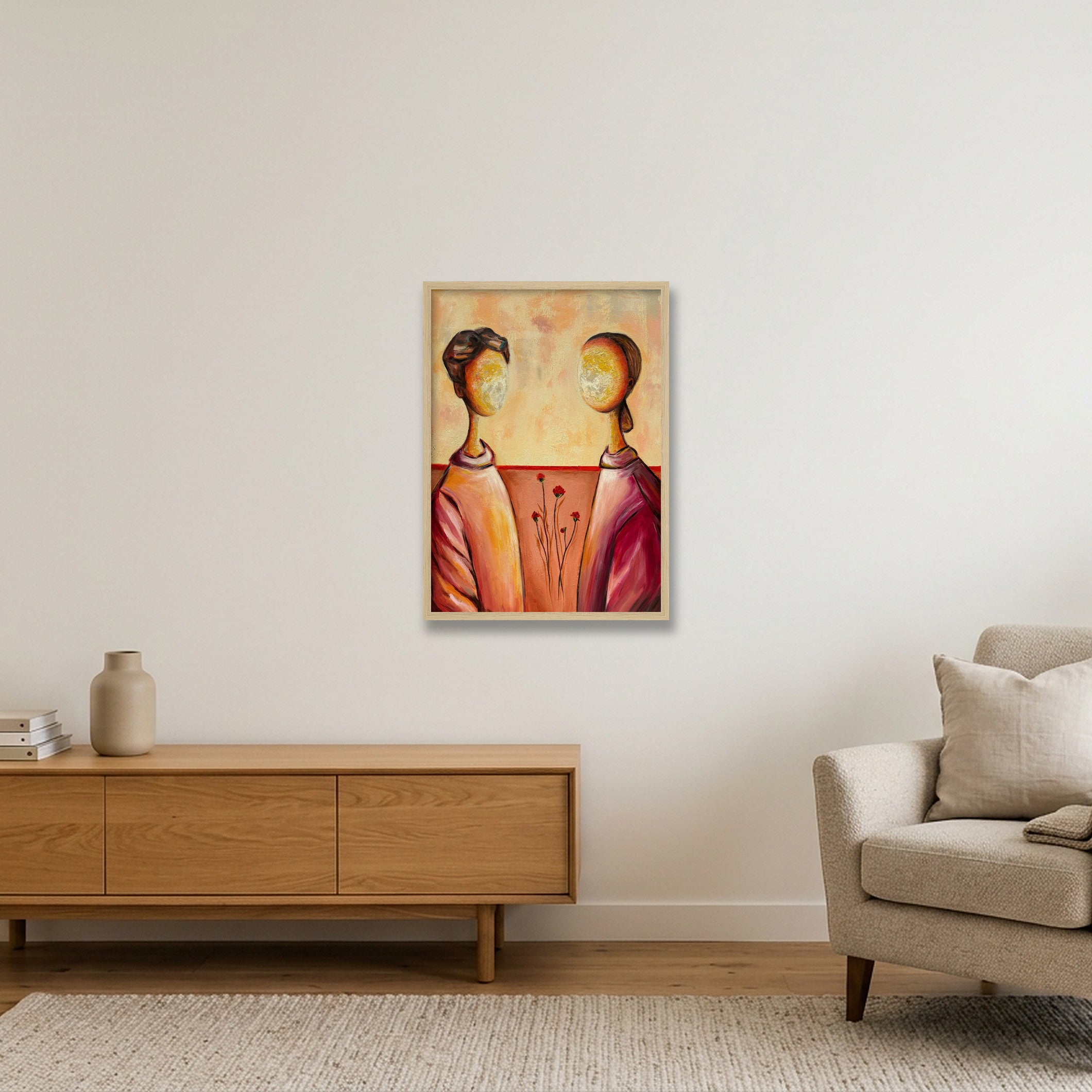 ‘Peach & Wine’ Print — 42×59cm, 17×23" Oak Frame